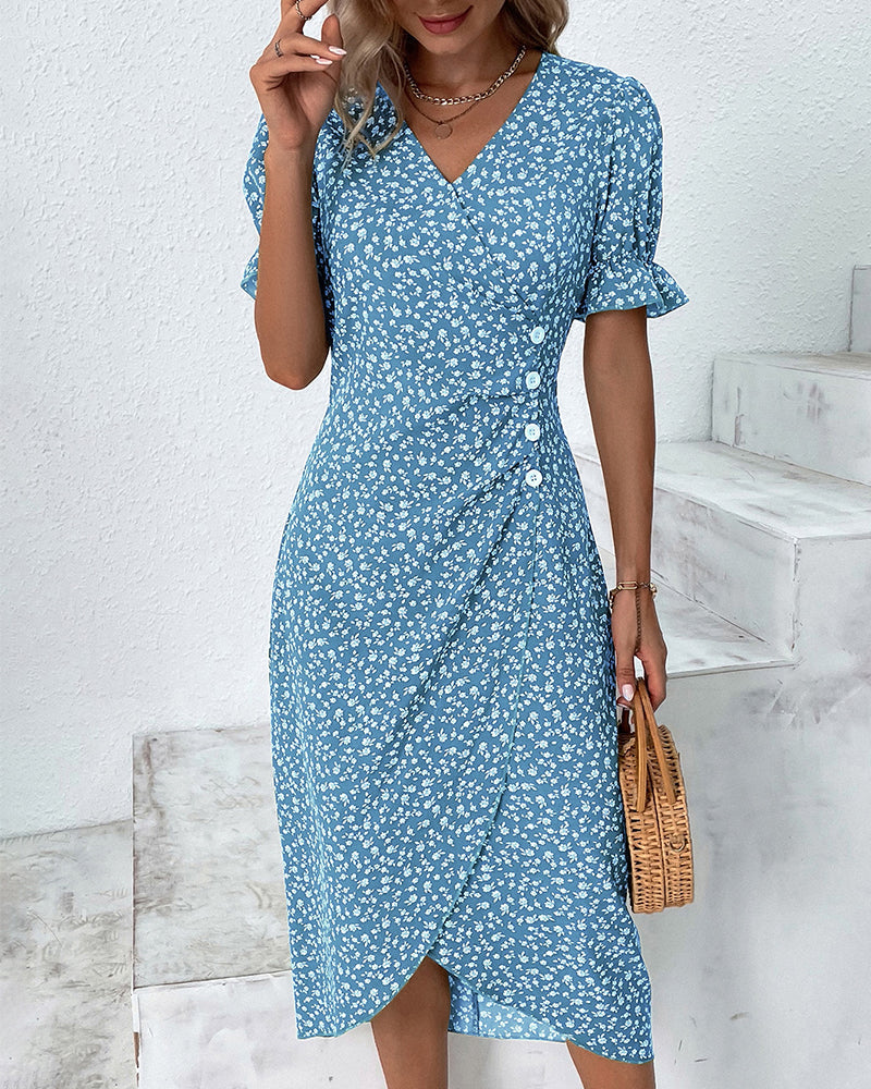 Image of Women's Floral Wrap Midi Dress