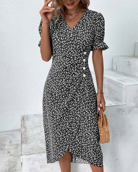 Image of Women's Floral Wrap Midi Dress