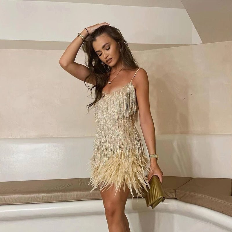 Image of Women's Fringe Cocktail Mini Dress
