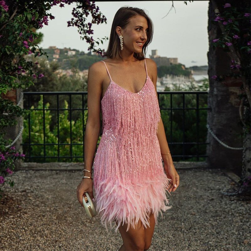 Image of Women's Fringe Cocktail Mini Dress