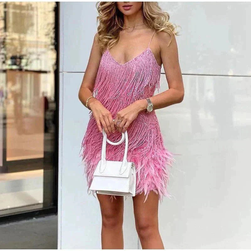 Image of Women's Fringe Cocktail Mini Dress