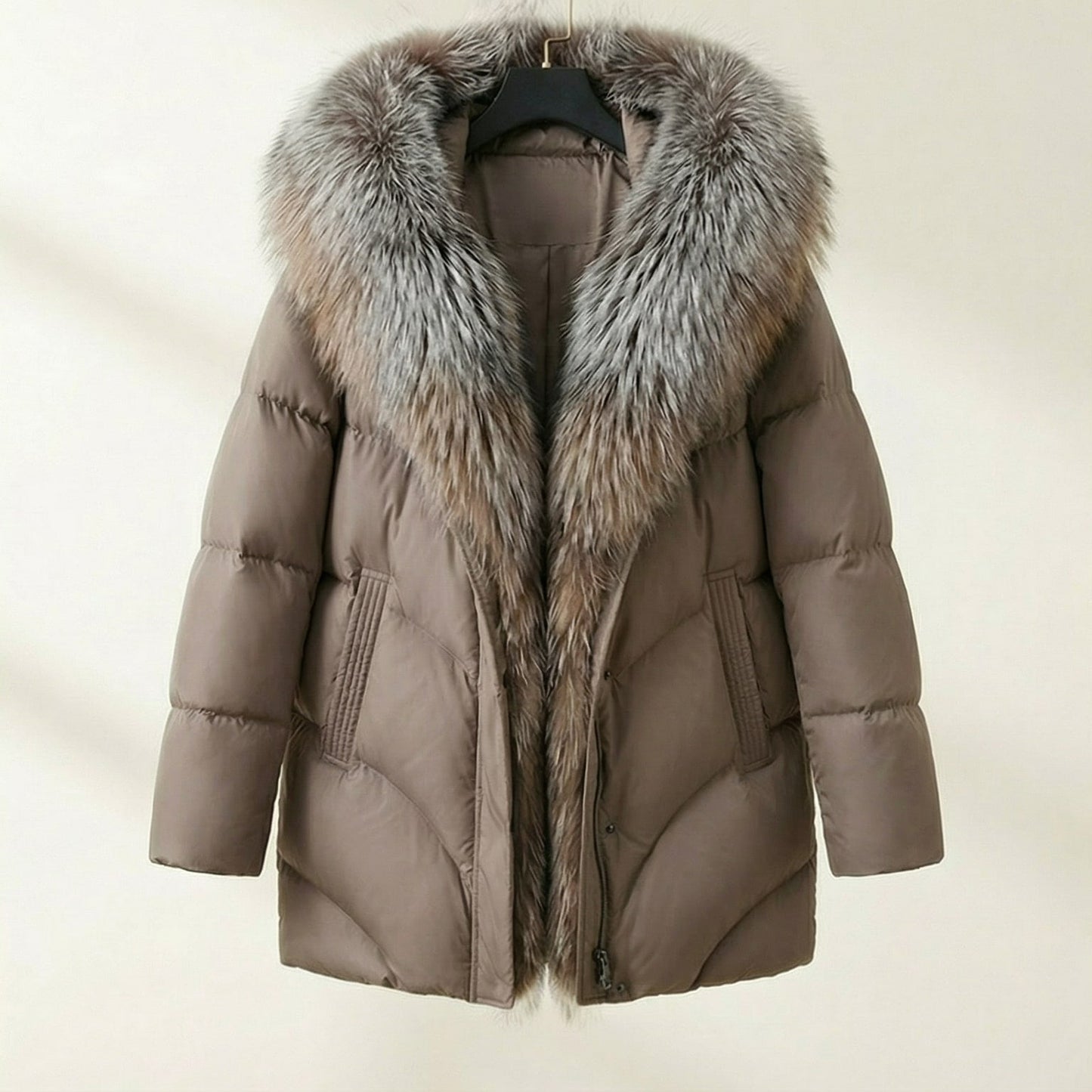 Image of Women's Fur Collar Quilted Puffer Jacket