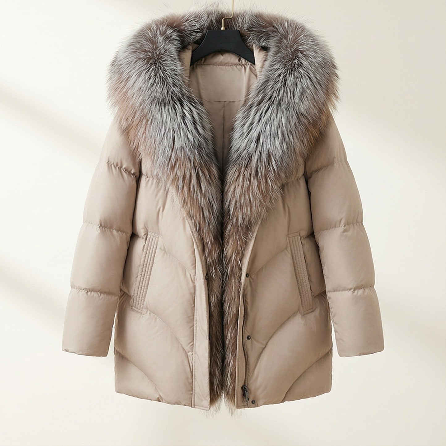 Image of Women's Fur Collar Quilted Puffer Jacket