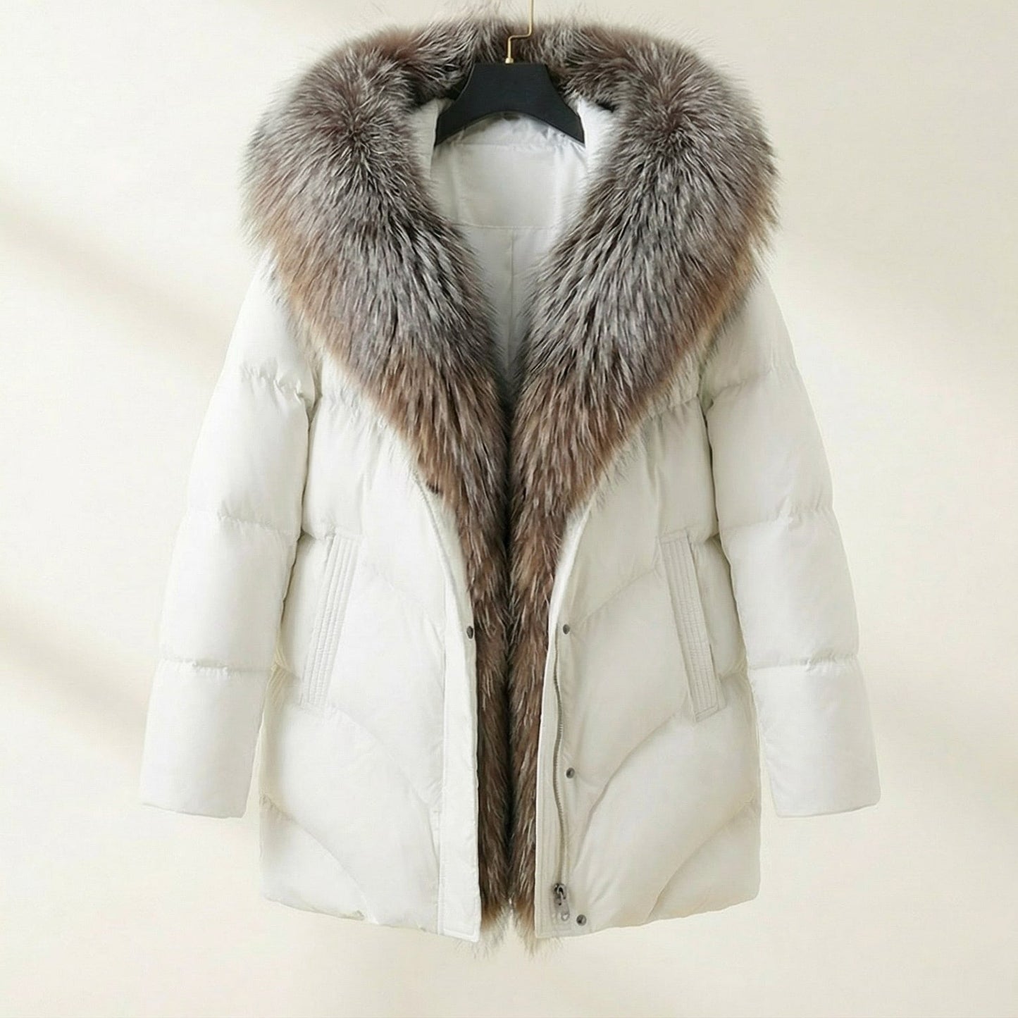 Image of Women's Fur Collar Quilted Puffer Jacket
