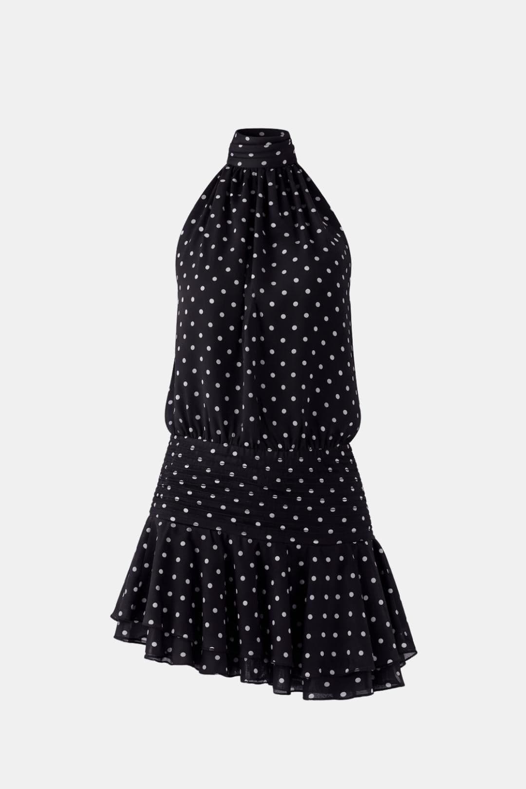 Image of Women's Halter Backless Chiffon Mini Dress