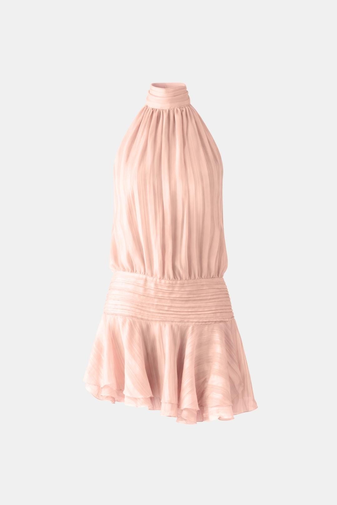 Image of Women's Halter Backless Chiffon Mini Dress