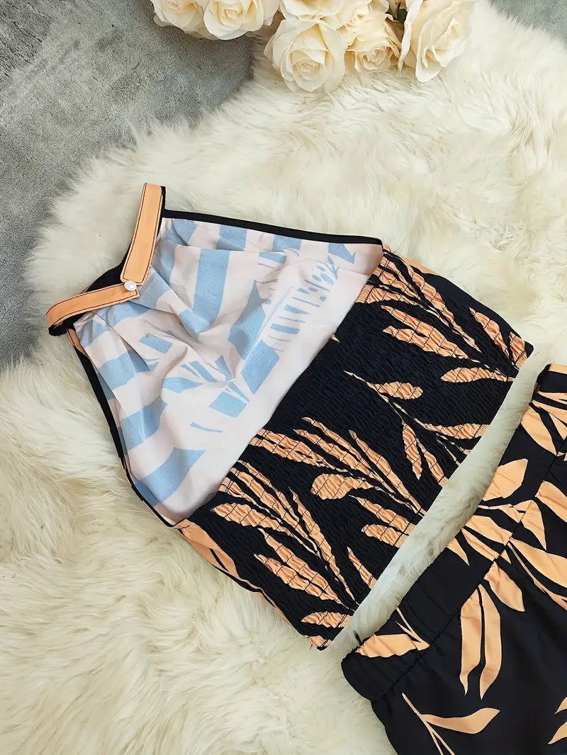 Image of Women's Halter Top Wide Leg Pant Set