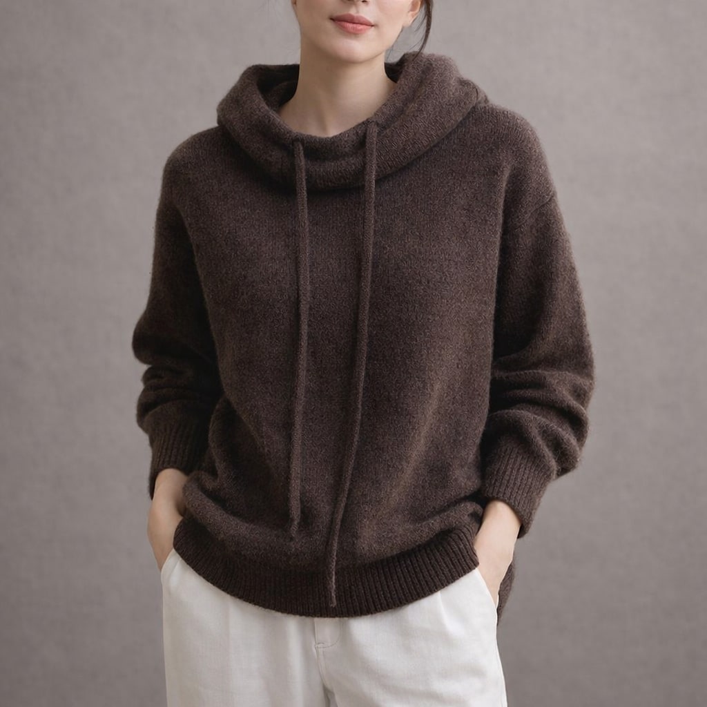 Image of Women's Hooded Cowl Neck Sweater