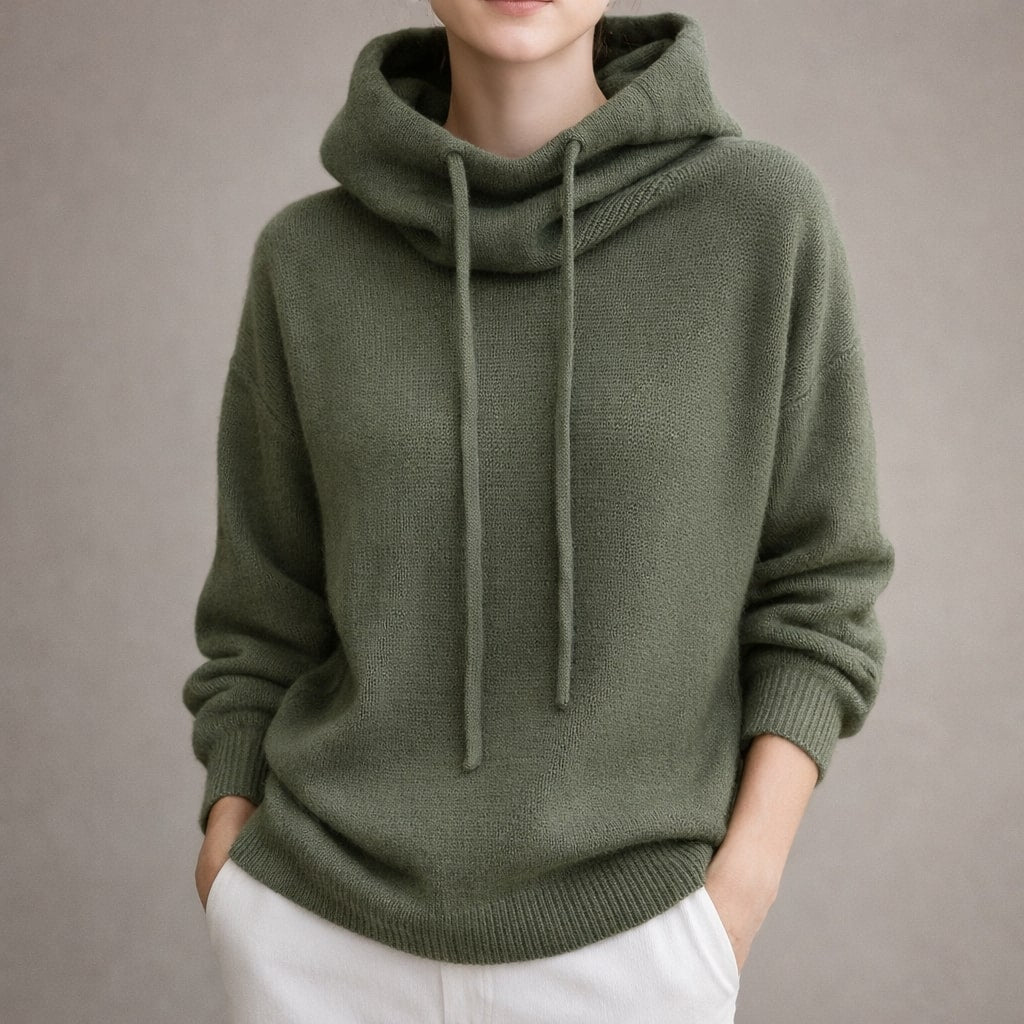 Image of Women's Hooded Cowl Neck Sweater