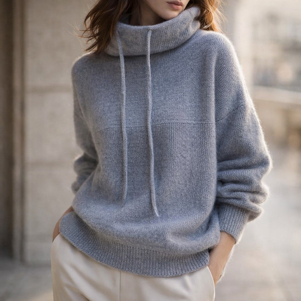 Image of Women's Hooded Cowl Neck Sweater