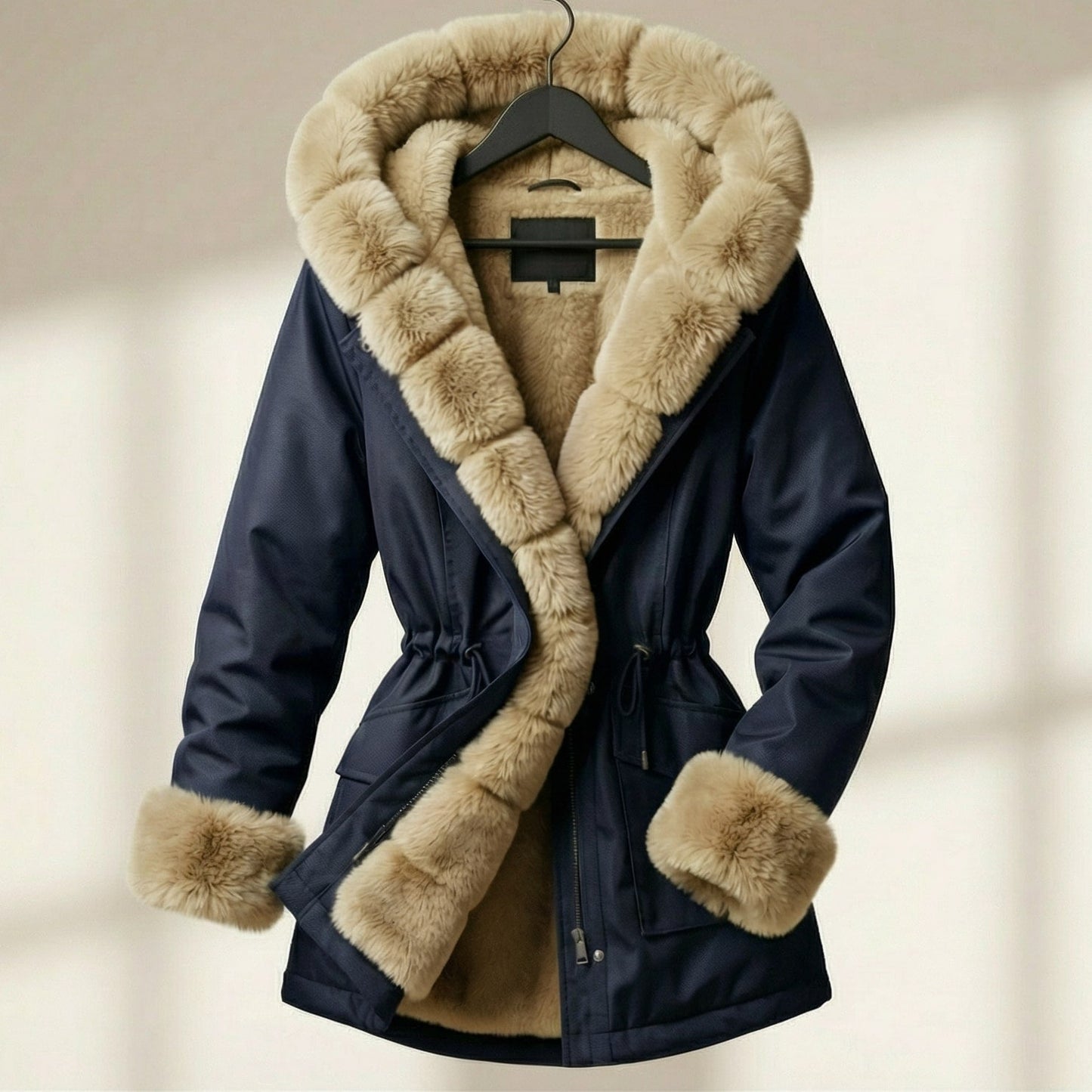 Image of Women's Hooded Fur Trimmed Jacket