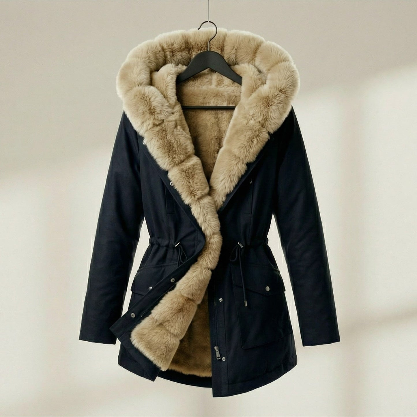 Image of Women's Hooded Fur Trimmed Jacket