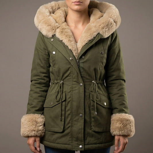 Image of Women's Hooded Fur Trimmed Jacket
