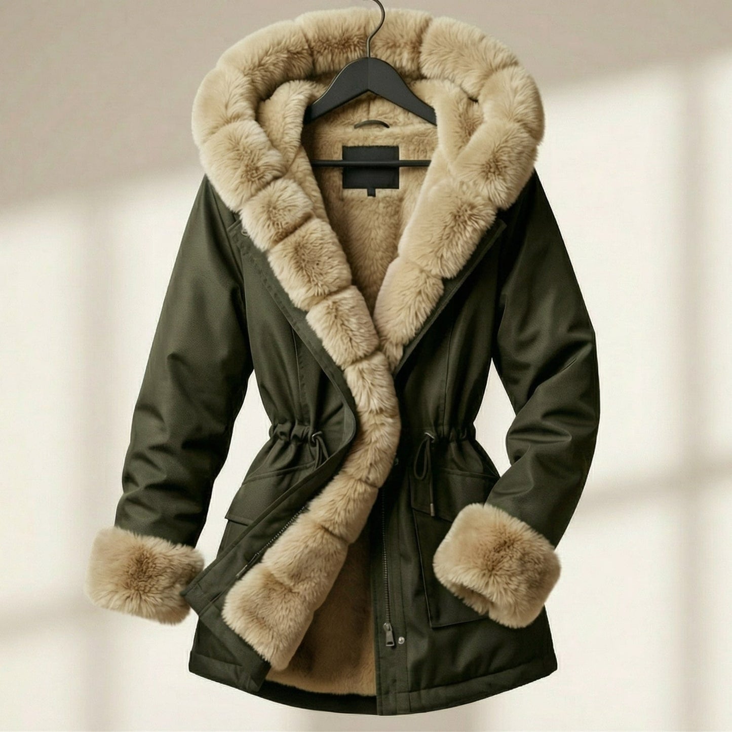 Image of Women's Hooded Fur Trimmed Jacket