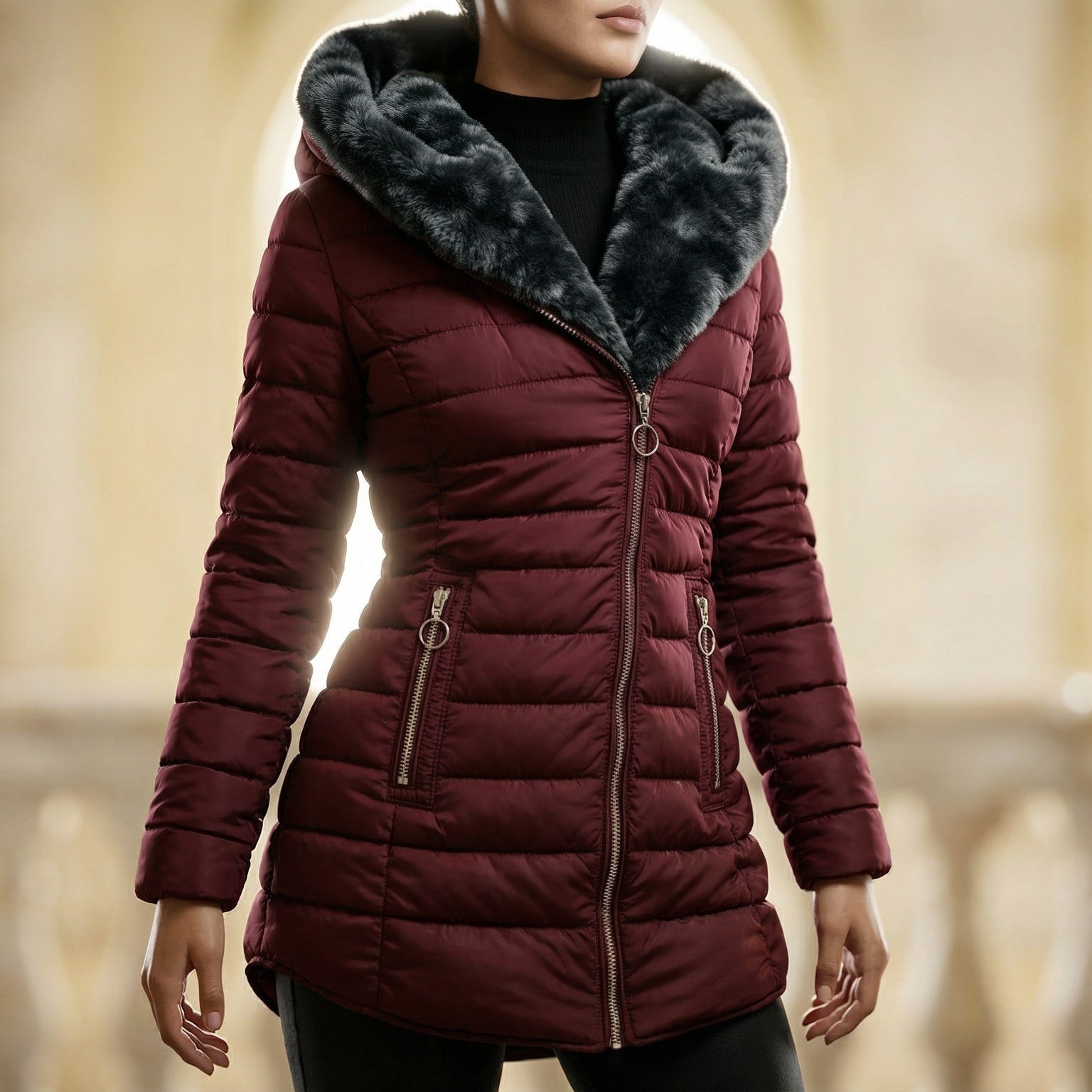 Image of Women's Hooded Quilted Puffer Jacket