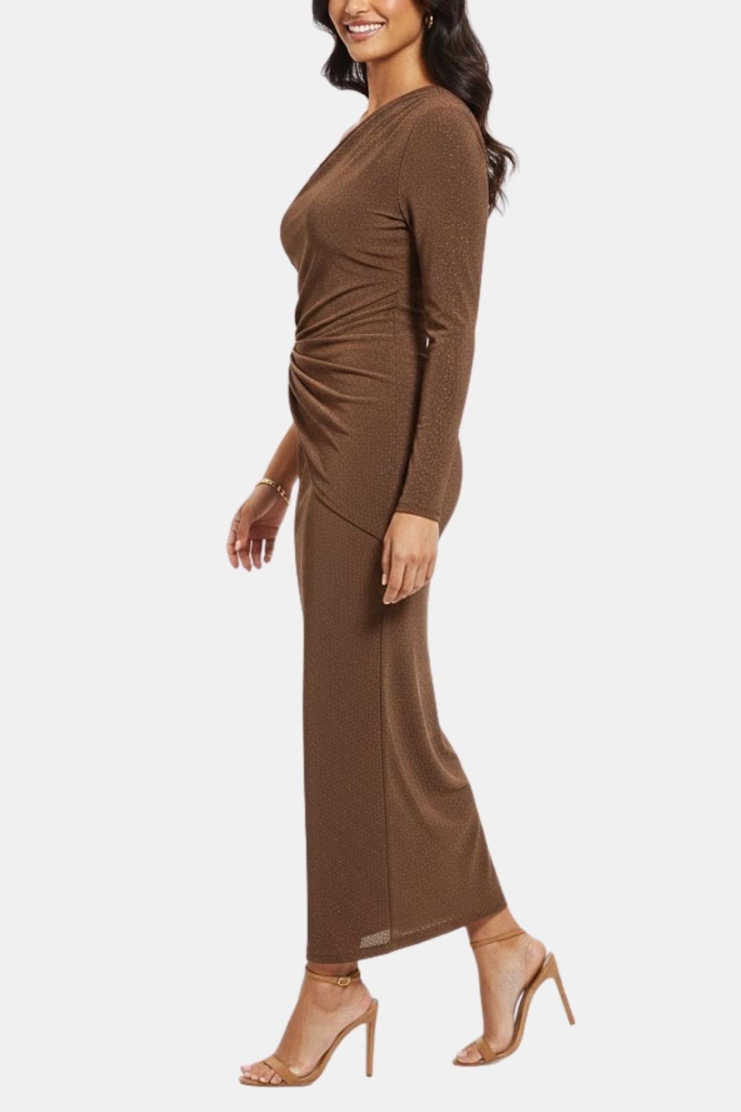 Image of Women's Knot Front One Shoulder Midi Dress
