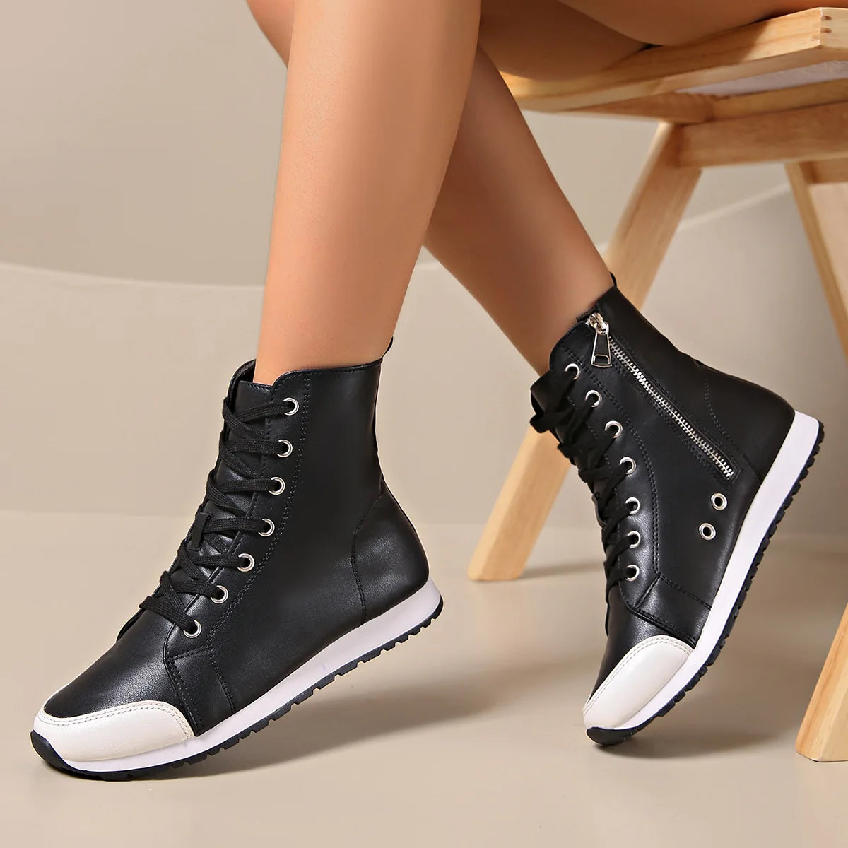 Image of Women's Lace-Up Ankle Sneakers