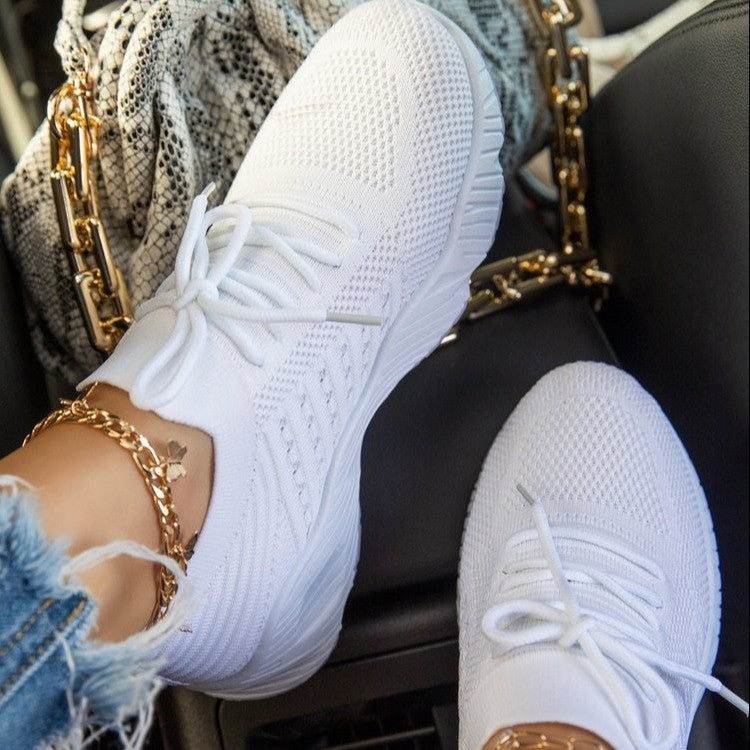Image of Women's Lace-Up Knit Upper Sneakers
