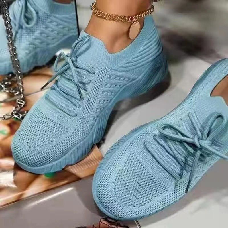 Image of Women's Lace-Up Knit Upper Sneakers