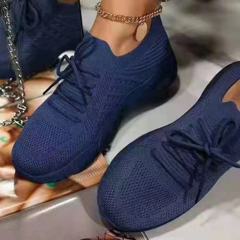 Image of Women's Lace-Up Knit Upper Sneakers