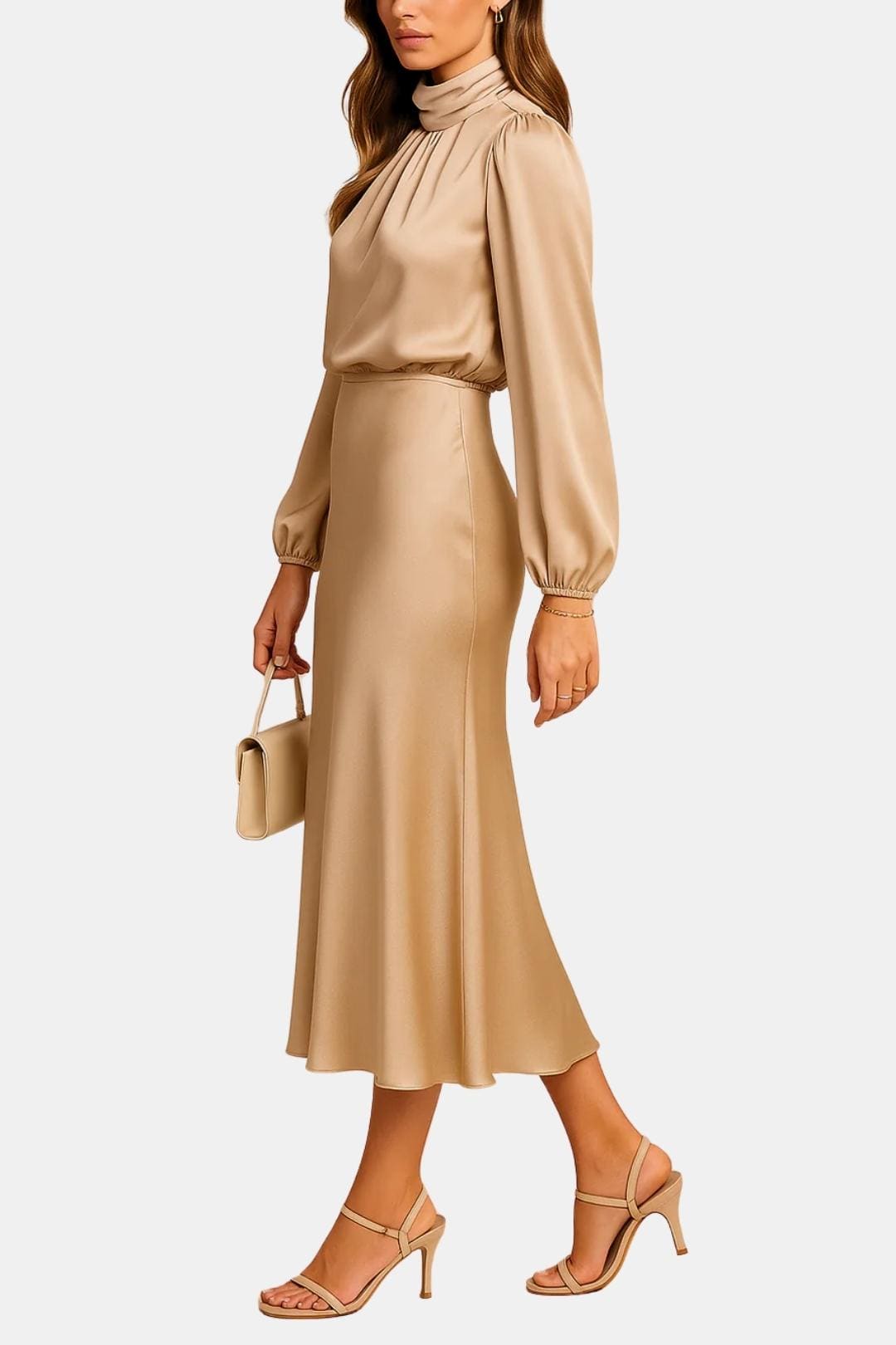 Image of Women's Long Sleeve A-Line Midi Dress