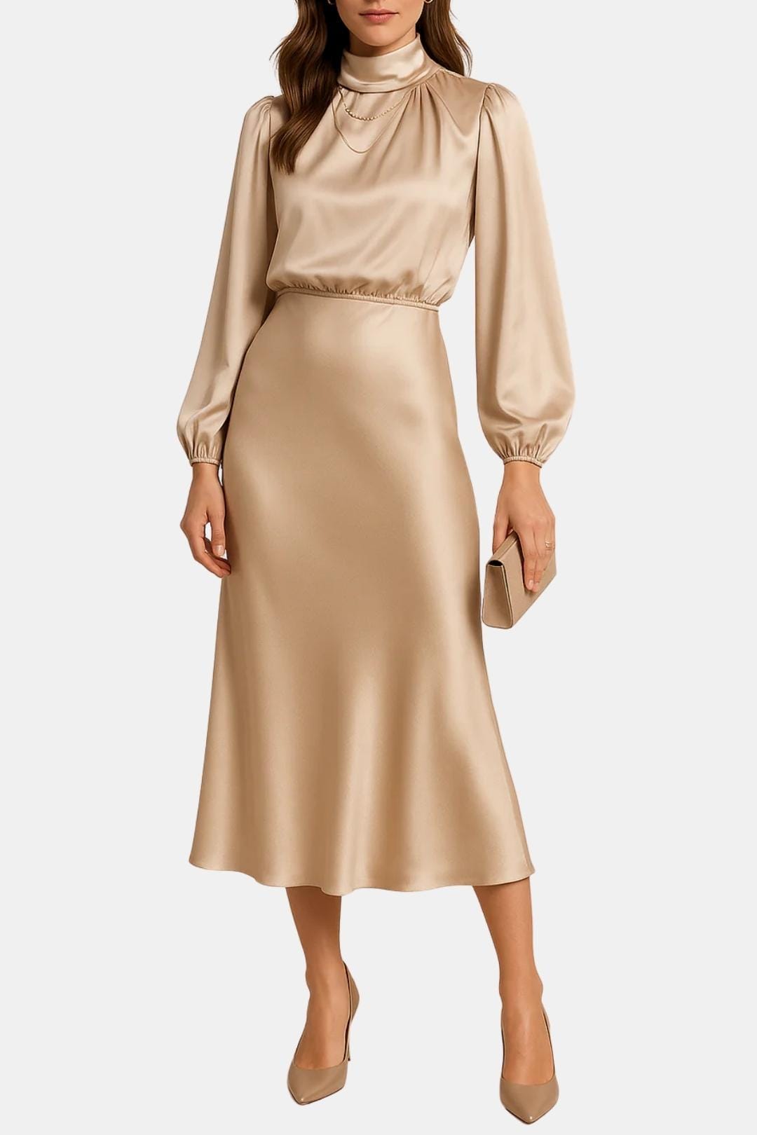Image of Women's Long Sleeve A-Line Midi Dress