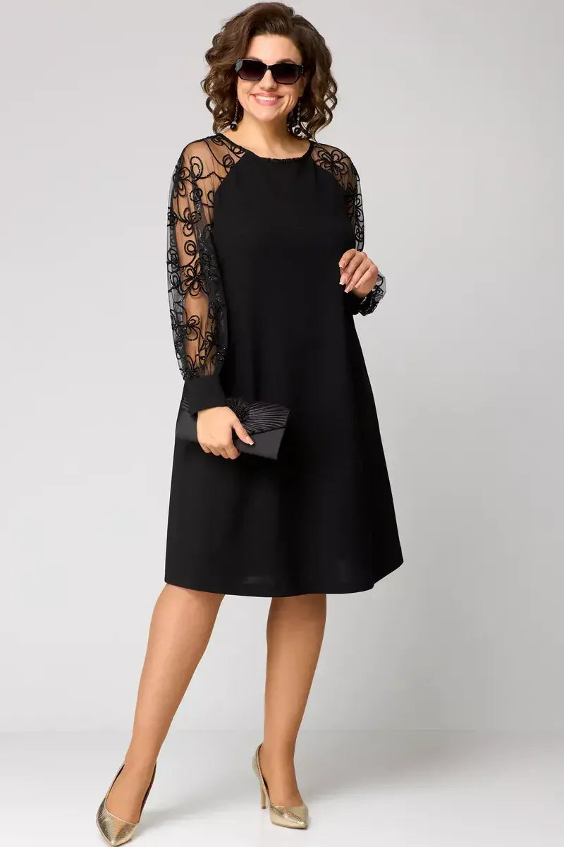 Image of Women's Long Sleeve A-Line Midi Dress