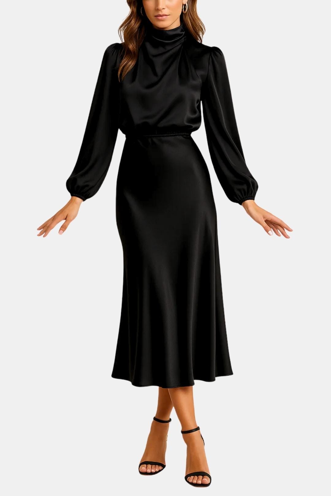 Image of Women's Long Sleeve A-Line Midi Dress