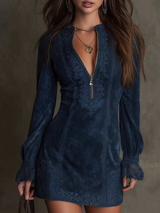 Image of Women's Long Sleeve A-Line Mini Dress