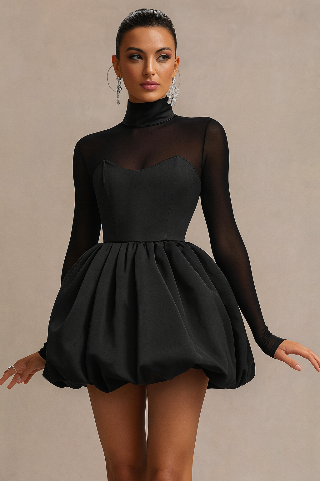 Image of Women's Long Sleeve A-Line Mini Dress