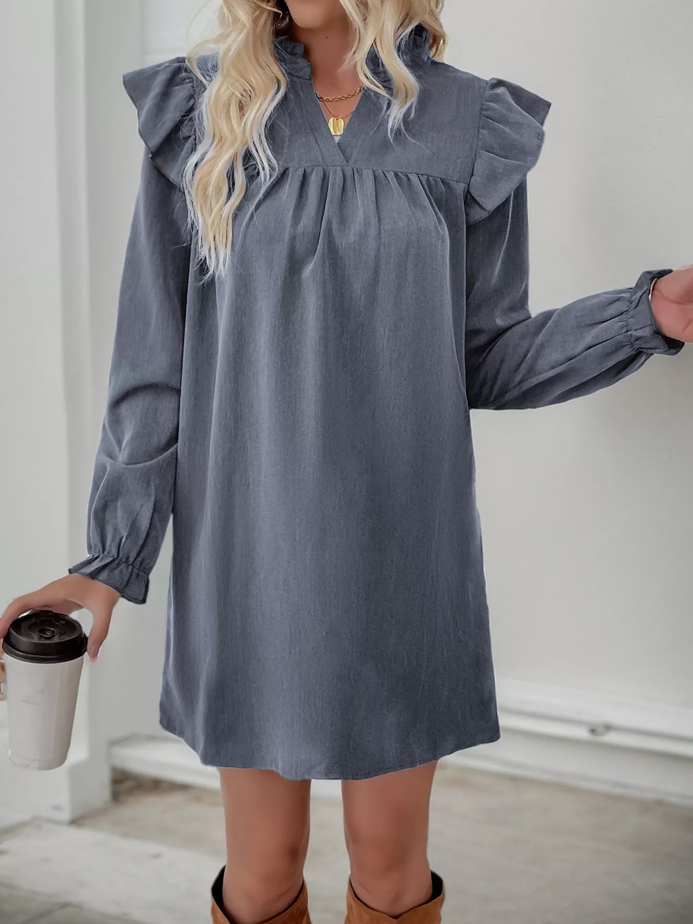 Image of Women's Long Sleeve A-Line Mini Dress