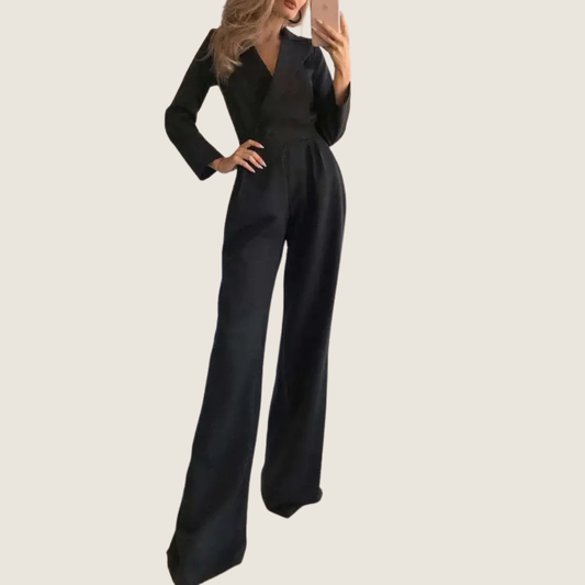 Image of Women's Long-Sleeve Blazer Jumpsuit