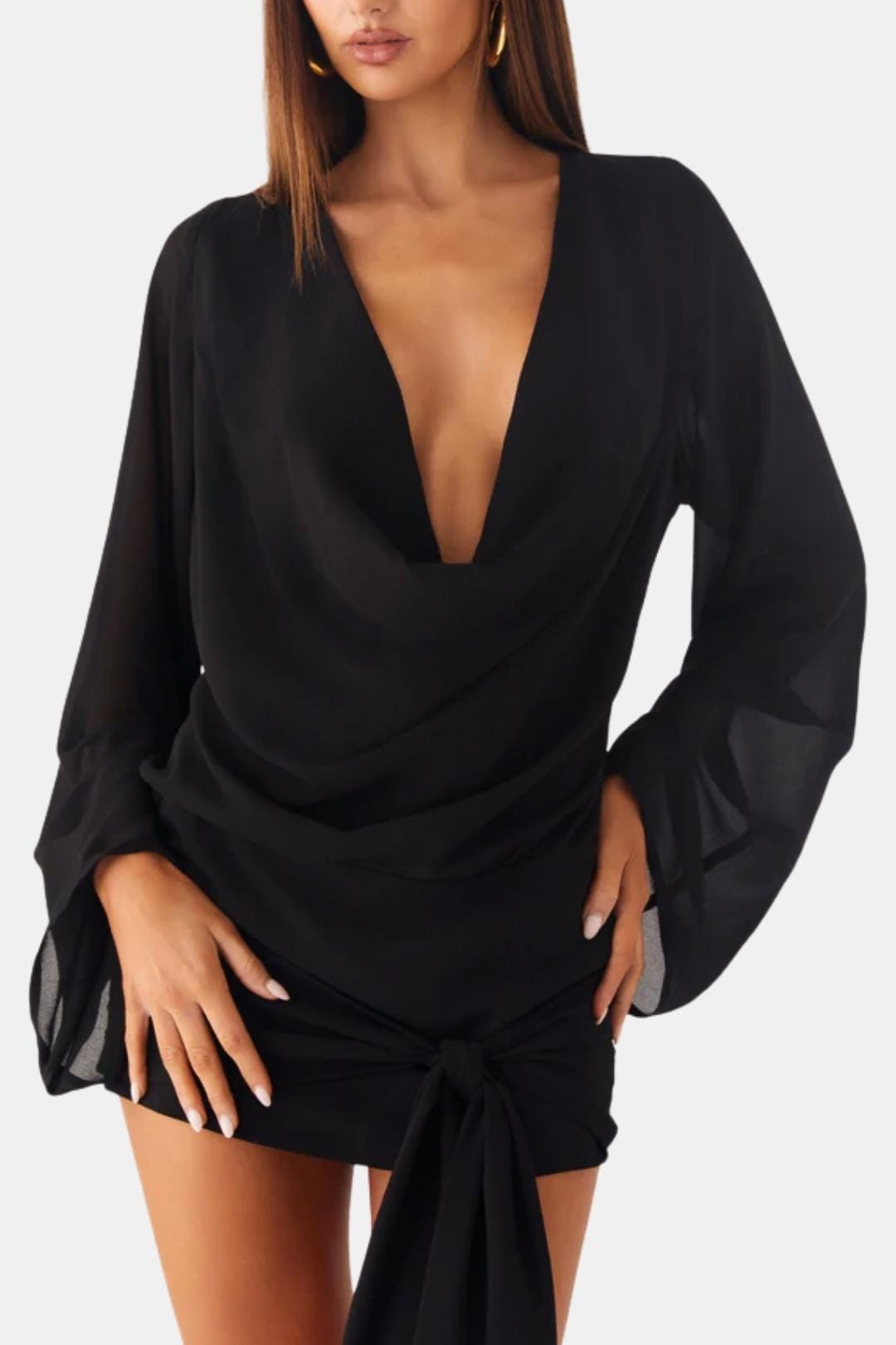 Image of Women's Long Sleeve Cocktail Mini Dress