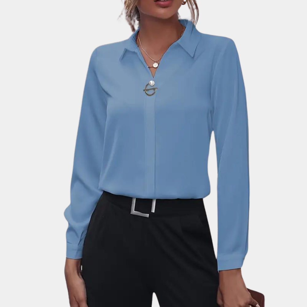 Image of Women's Long-Sleeve Collared Blouse