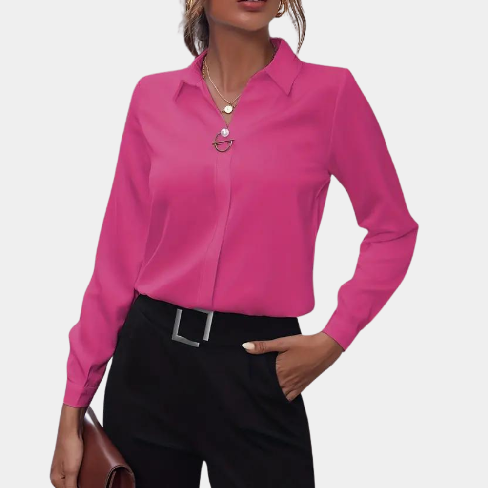 Image of Women's Long-Sleeve Collared Blouse
