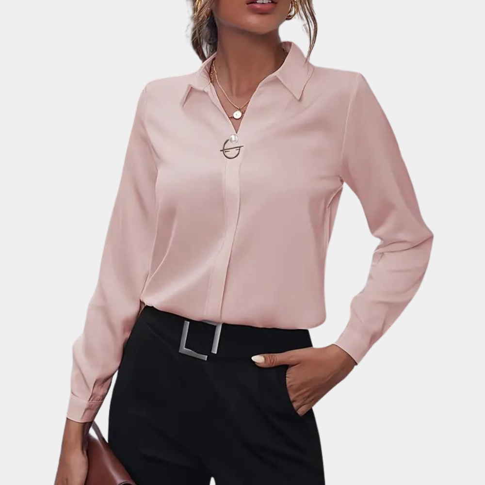 Image of Women's Long-Sleeve Collared Blouse