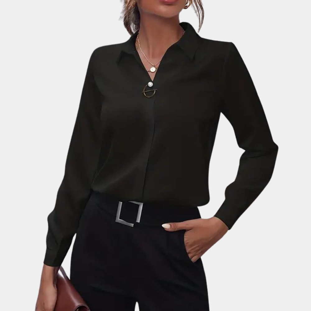 Image of Women's Long-Sleeve Collared Blouse