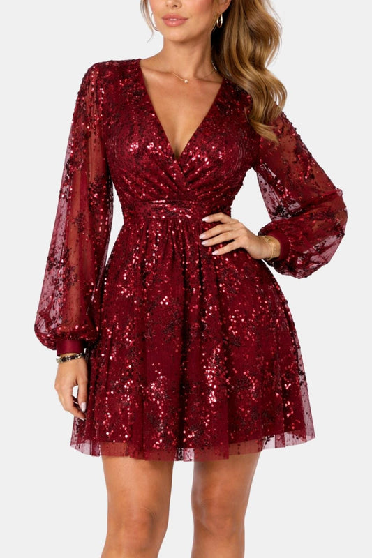 Image of Women's Long Sleeve Fit & Flare Mini Dress
