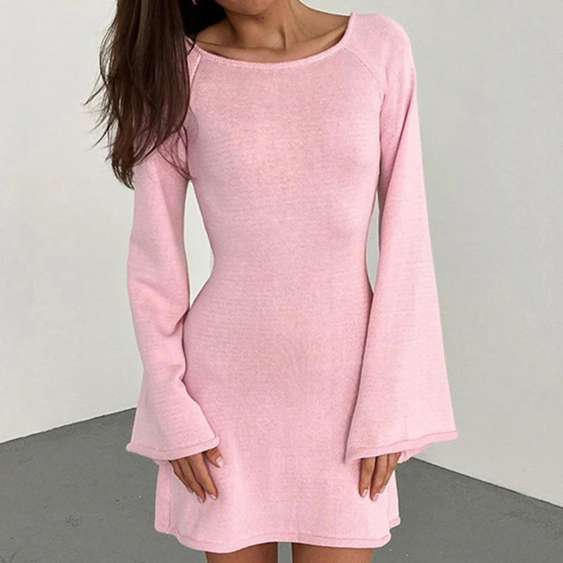 Image of Women's Long Sleeve Fitted Mini Dress