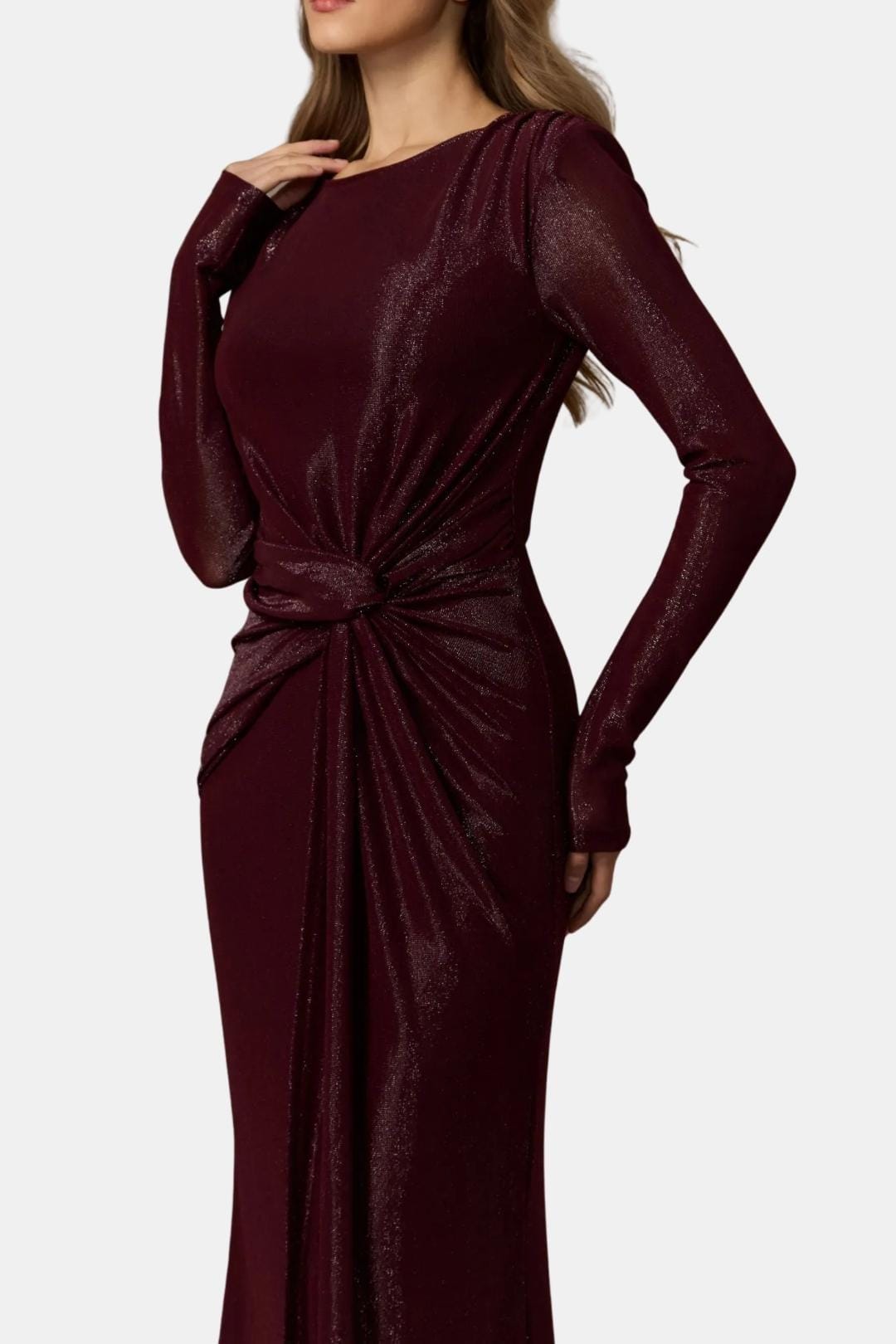Image of Women's Long Sleeve Knot Front Maxi Dress