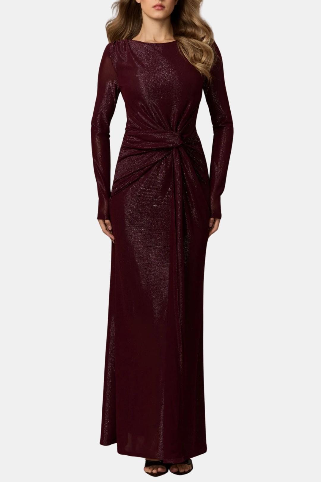 Image of Women's Long Sleeve Knot Front Maxi Dress