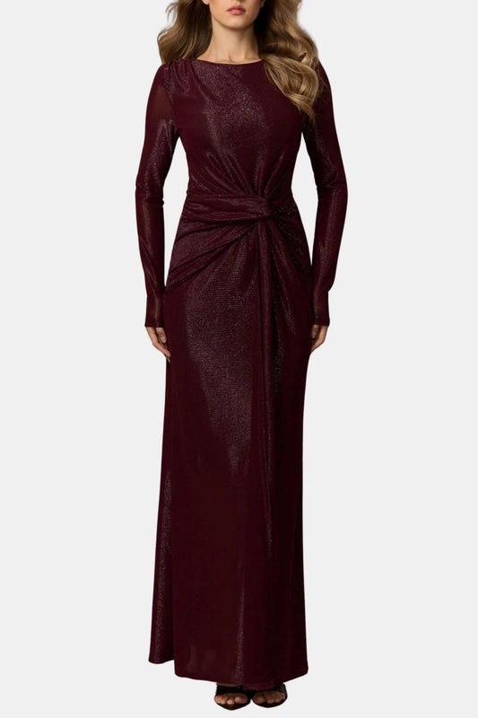 Image of Women's Long Sleeve Knot Front Maxi Dress