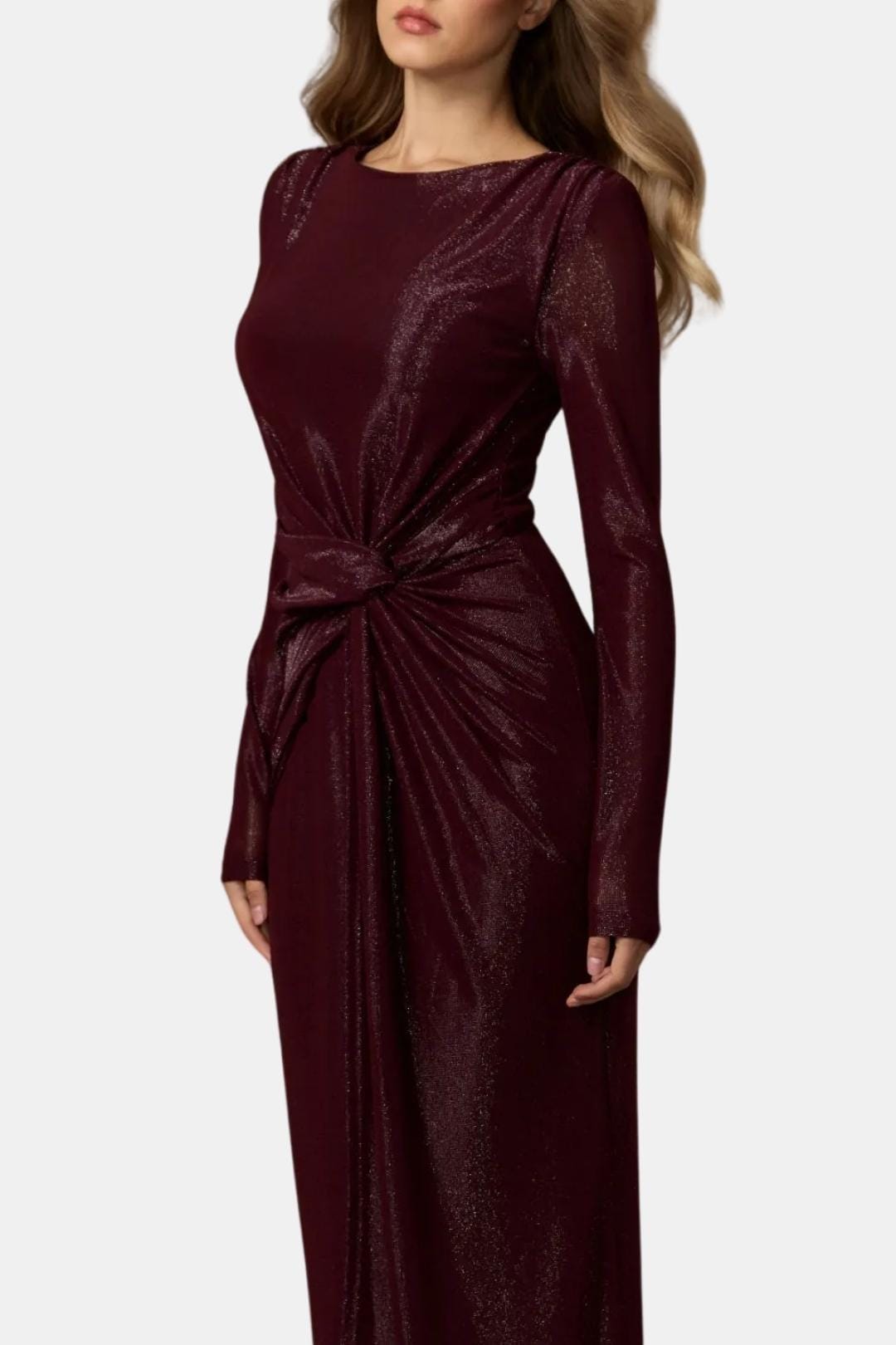 Image of Women's Long Sleeve Knot Front Maxi Dress