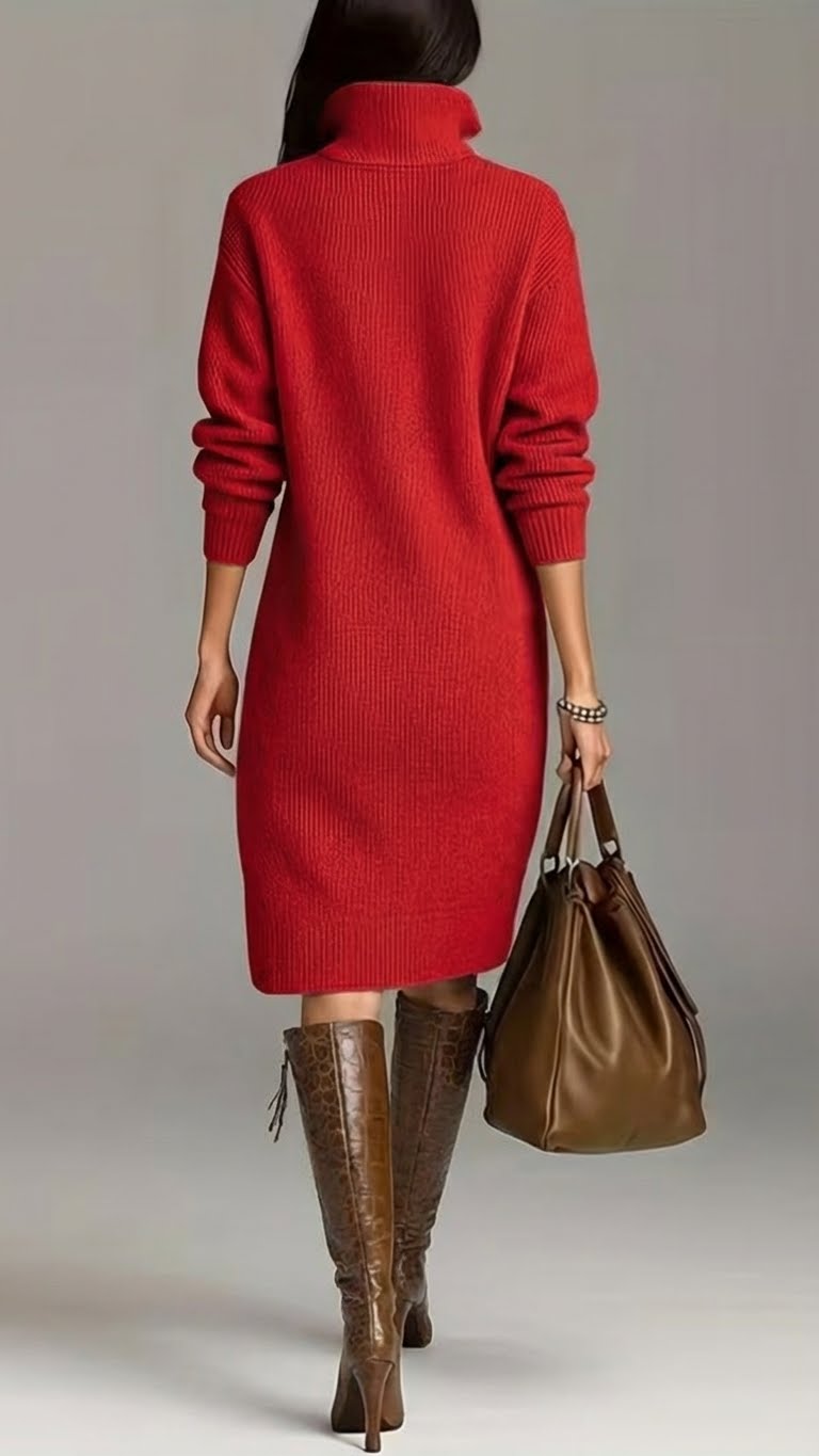 Image of Women's Long Sleeve Midi Sweater Dress