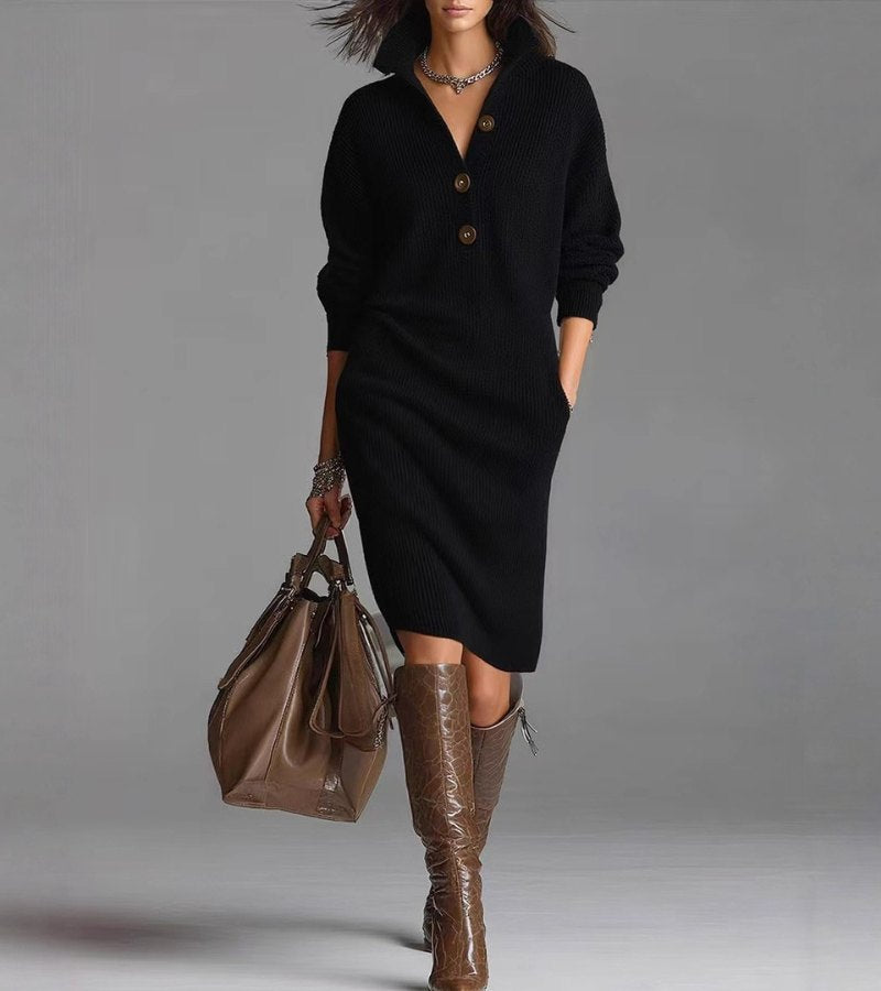 Image of Women's Long Sleeve Midi Sweater Dress