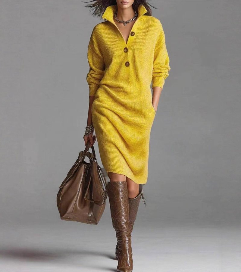 Image of Women's Long Sleeve Midi Sweater Dress