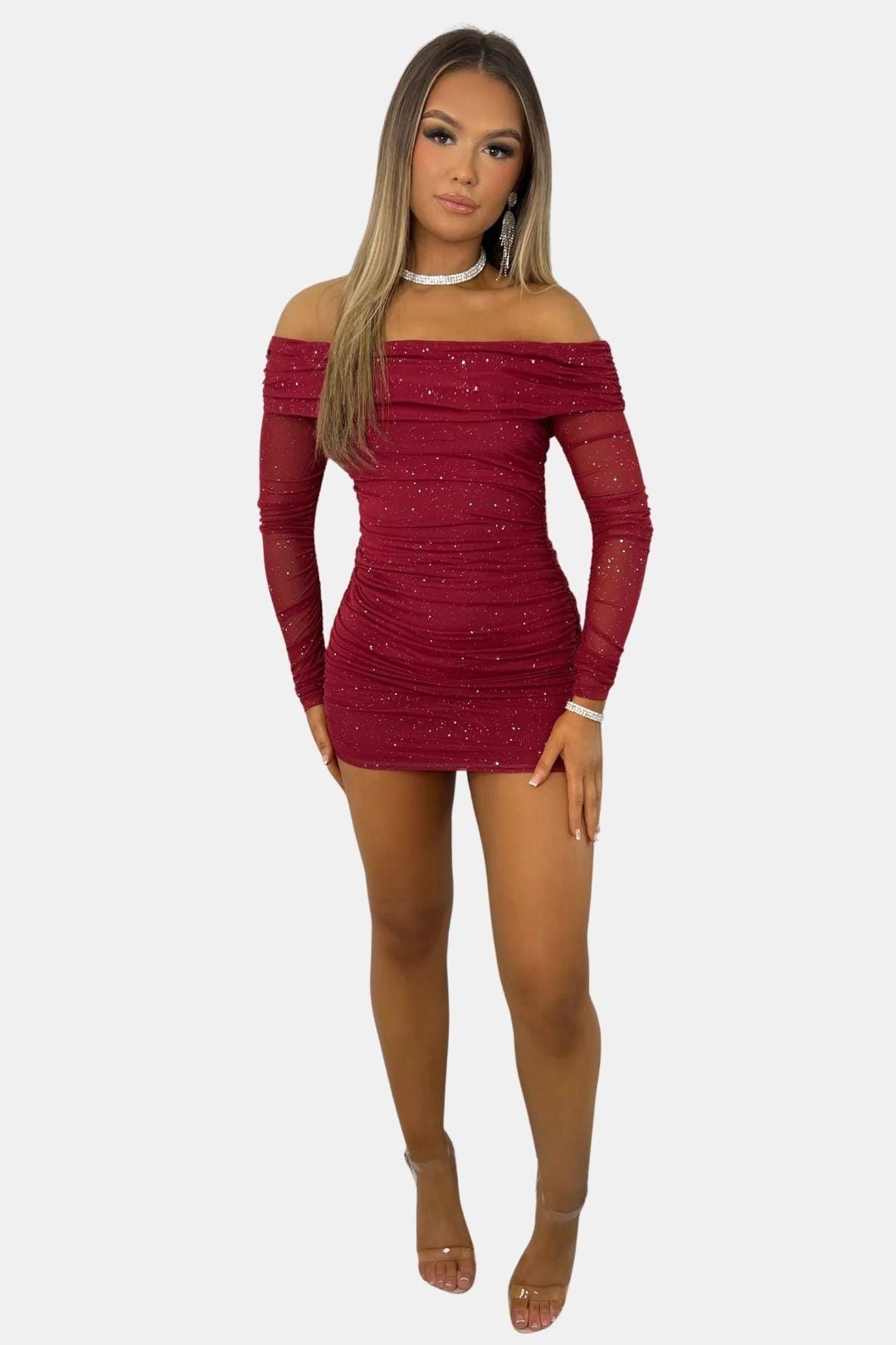 Image of Women's Long Sleeve Off-Shoulder Mini Dress