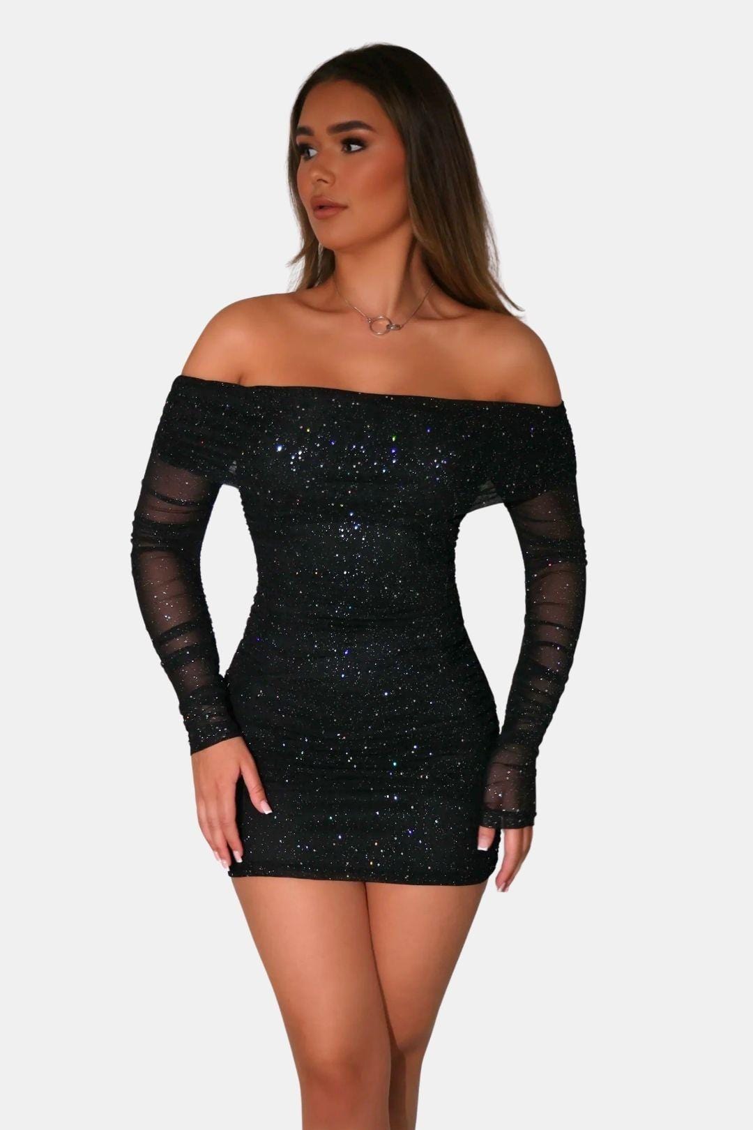 Image of Women's Long Sleeve Off-Shoulder Mini Dress