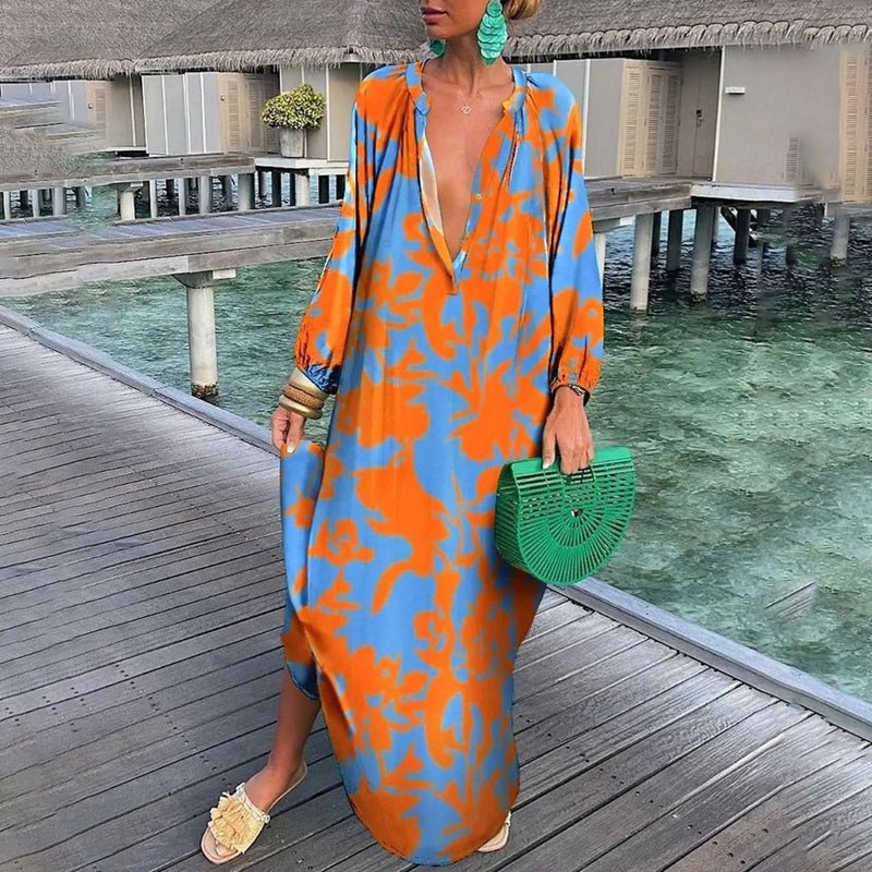 Image of Women's Long Sleeve Printed Maxi Dress
