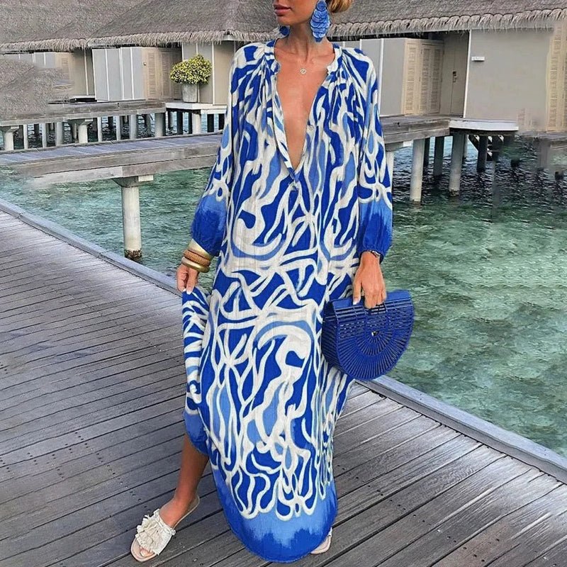 Image of Women's Long Sleeve Printed Maxi Dress